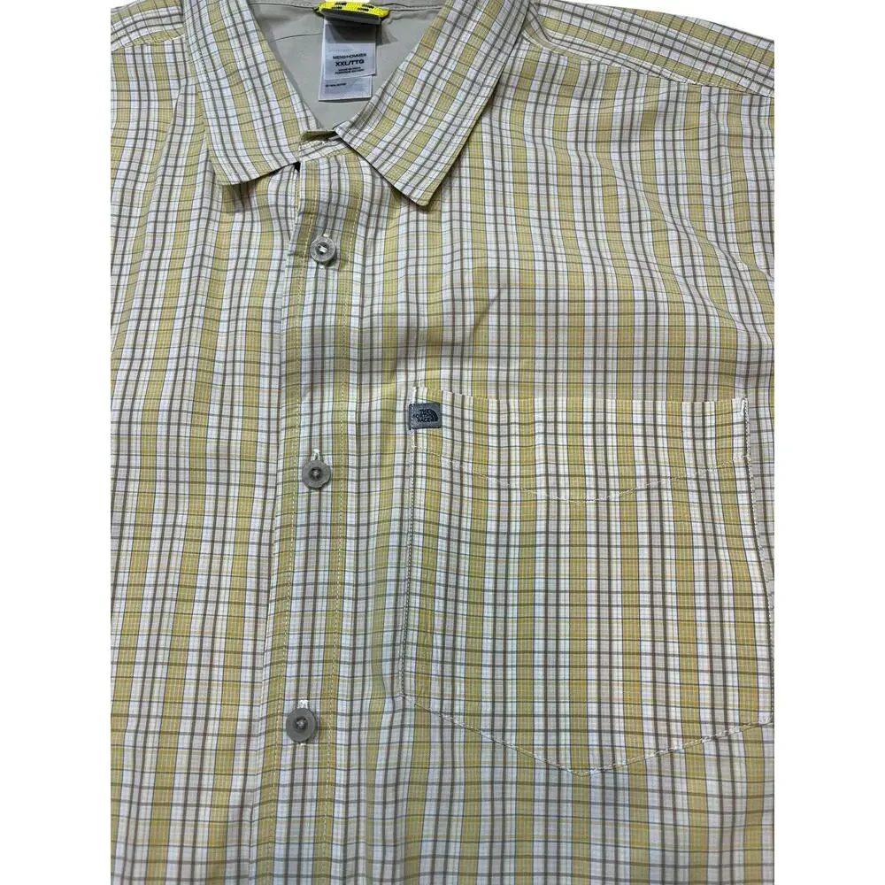 The North Face A5 Series Beige plaid button-up short sleeve shirt Men’s Size XXL
